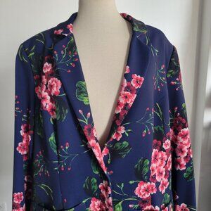 Eloquii Blue Floral Women’s Crepe Blazer (Size:16)